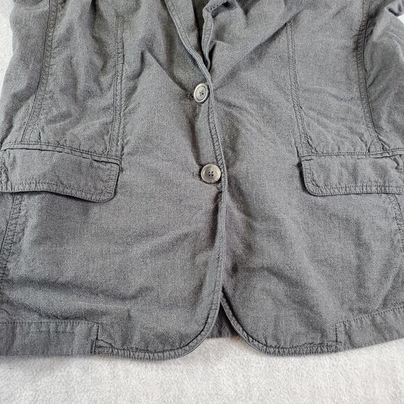 J. Jill Blazer Women Large Gray Twill Blend Button Jacket - Picture 5 of 7